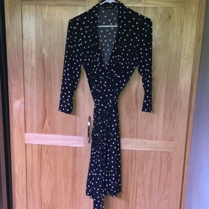 Nine West Blk Wht polka dot wrap dress Women’s 10